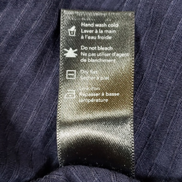 George Dark Blue Dress With Wide Gathered Top Neckline - Picture 6 of 6